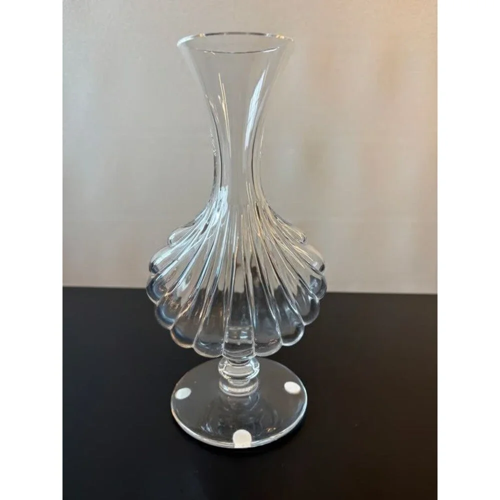 Baccarat France Crystal Bud Vase Fluted Shell Footed Acid Etched Mark